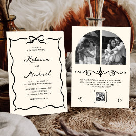 Convites Casamento com Código QR de Arco Desenhado à Mão Pr