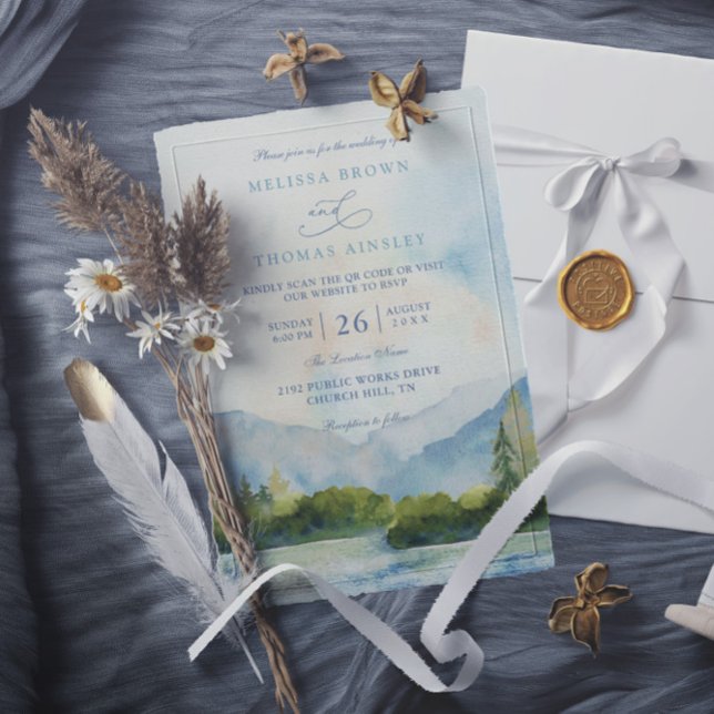 Convites Casamento com Código QR de Árvore de Pinheiro em A (Criador carregado)