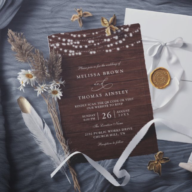 Convites Casamento com Código QR de Campo Ocidental de Gira (Criador carregado)