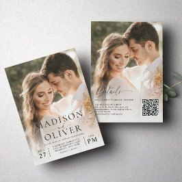 Convites Casamento com Código QR de Foto Clássico 2 Moderno