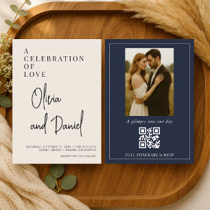 Convites Casamento com Código QR de Foto com Letra Moderna 