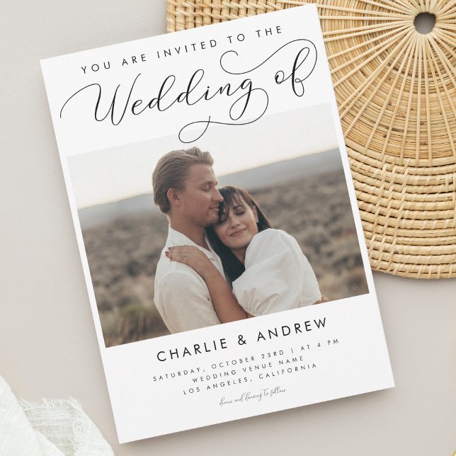 Convites Casamento com Código Qr de Foto de Script Minimali (Criador carregado)