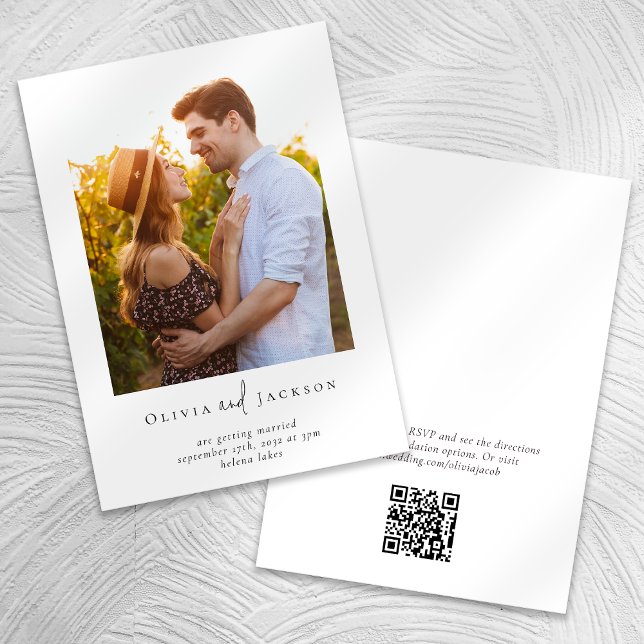 Convites Casamento com Código QR de Foto de Script Minimali (Criador carregado)