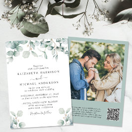 Convites Casamento com Código QR de Foto em Aquarela Eucaly