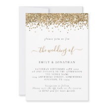Casamento com Código QR de Glitter Dourado Elegant
