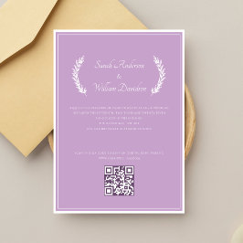 Convites Casamento com Código QR de Lavanda Elegante Floral