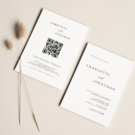 Convites Casamento com Código QR de Tipografia Moderna Simp