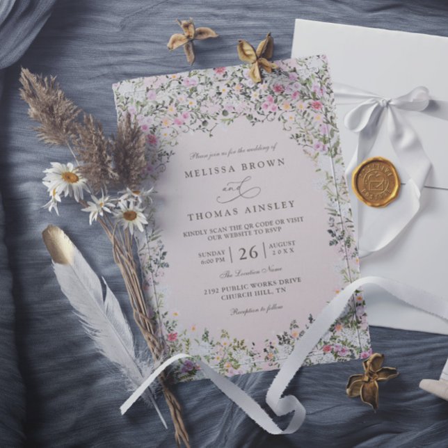 Convites Casamento com Código QR do Portão do Jardim em Aqu (Criador carregado)