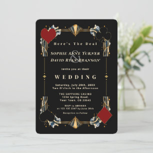 Convites Casamento com código QR dourado de noite de cassin