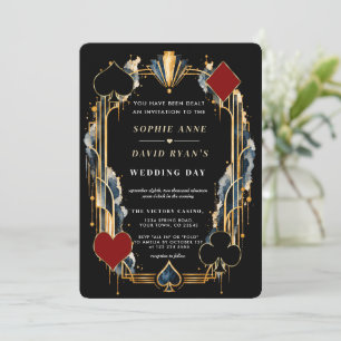 Convites Casamento com código QR dourado de noite de cassin