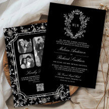 Casamento com Código QR e Crista de Chinoiserie Pr
