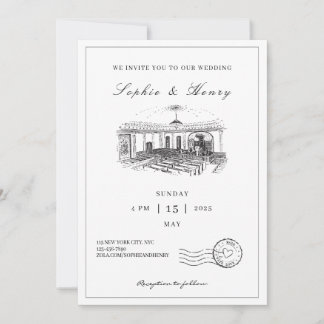 Convites Casamento com Código QR Elegante de Script Moderno