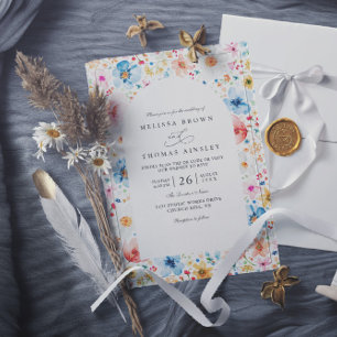Convites Casamento com Código QR Floral de Jardim de Flores