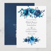 Casamento com Código QR Floral Floral de marinho e