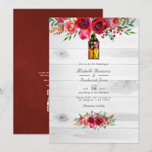Casamento com Código QR Floral Rosa e Burgundy Rús