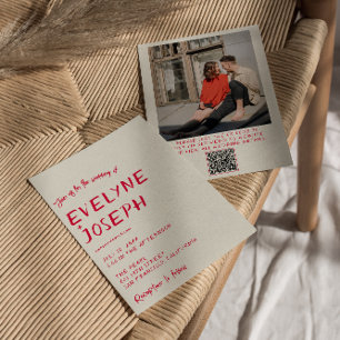 Convites Casamento com Código QR Moderno Colorido Escrito e