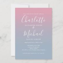 Casamento com Código QR Ombre Rosa e Azul Empoeira