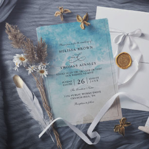 Convites Casamento com Código QR Orçamentário Elegante de P