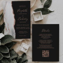 Casamento com Código QR Preto de Chapa de Agata Do