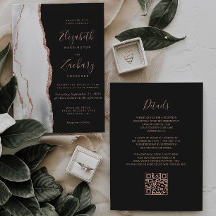 Convites Casamento com Código QR Preto de Chapa de Agata Do