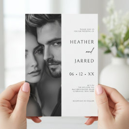 Convites Casamento com código QR preto e branco do lado mod