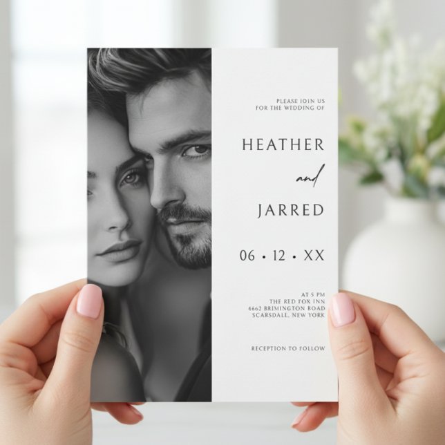 Convites Casamento com código QR preto e branco do lado mod (Criador carregado)