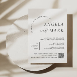 Convites Casamento com código QR preto e branco minimalista