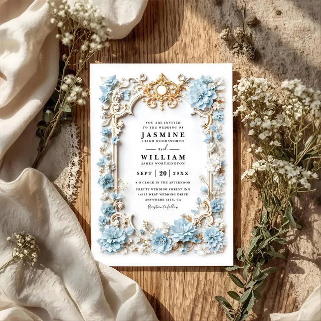 Convites Casamento com Código QR Realçado de Hortênsias Azu (Criador carregado)