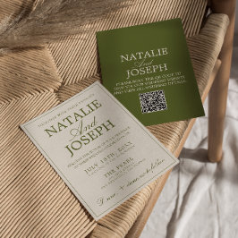 Convites Casamento com Código QR Retro Dinheiro Antigo Verd