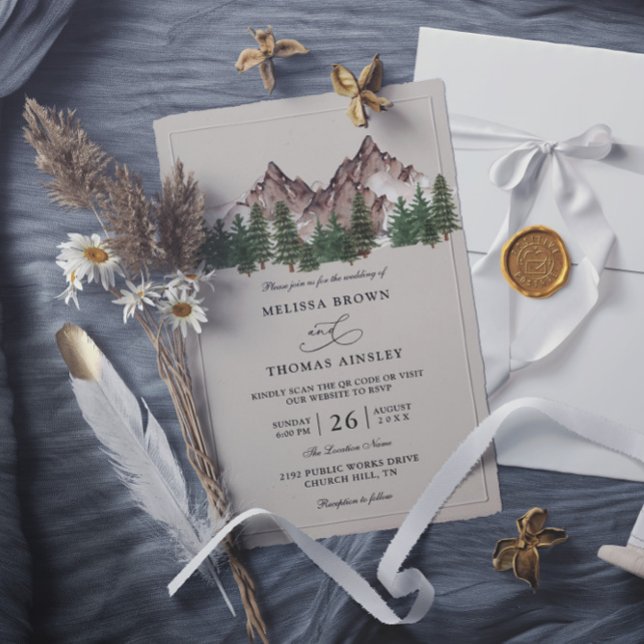 Convites Casamento com Código QR Rústico de Orçamento na Fl (Criador carregado)