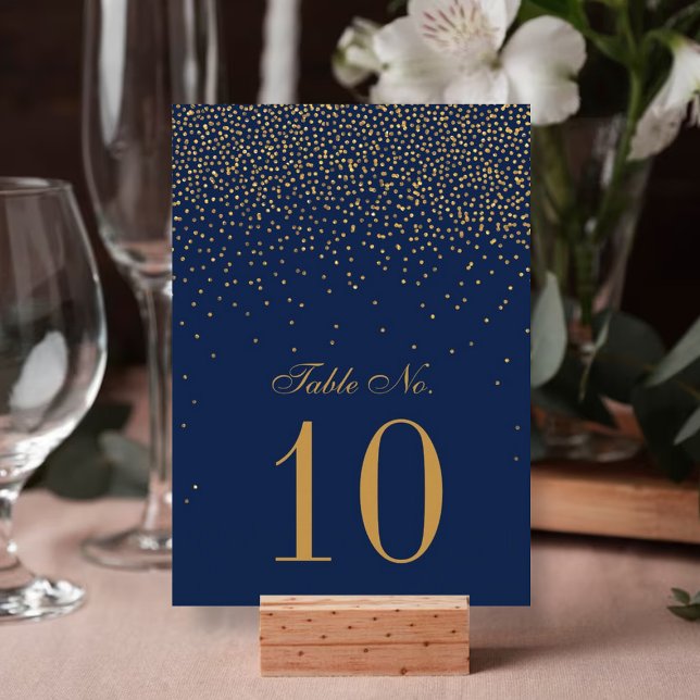 Convites Casamento com Confetes Azul-Marinho e Dourado Glam (Criador carregado)