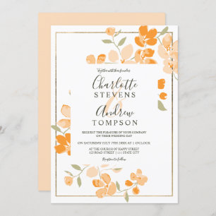 Convites Casamento com cor de laranja de cor de laranja de 