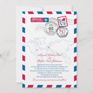 Convites Casamento com Coração de Airmail na Áustria