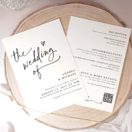 Convites Casamento com Coração Moderno Código QR