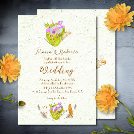 Convites Casamento com Corações Anatômicos de Aquarela Mexi