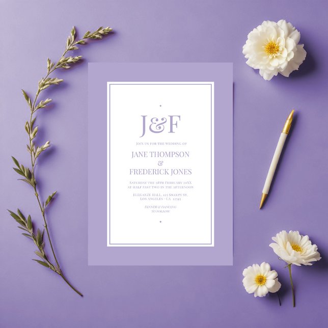 Convites Casamento com cores de Lavanda digital (Digital Lavender Color Wedding Invitation)