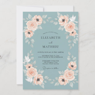 Convites Casamento com Coroa de Apricot Slate