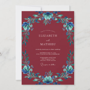 Convites Casamento com Coroa de Azure Marinho Suave