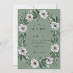 Convites Casamento com Coroa de Celadon Branco