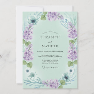 Convites Casamento com Coroa de Celadon Violeta