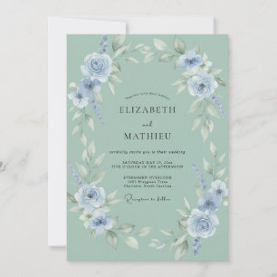 Convites Casamento com Coroa de Celadônia e Centáurea