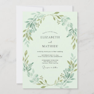 Convites Casamento com Coroa de Folhas de Hortelã