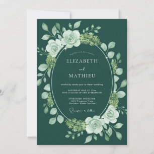 Convites Casamento com Coroa de Hortelã Azul