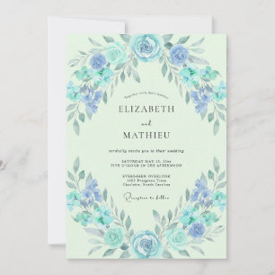 Convites Casamento com Coroa de Hortelã Azure