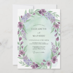 Convites Casamento com Coroa de Hortelã Violeta