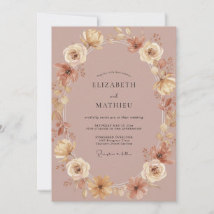 Convites Casamento com Coroa de Lilás Rosa Empoeirado