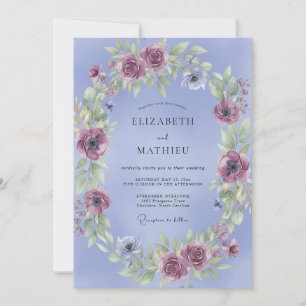 Convites Casamento com Coroa de Malva Azulada