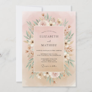 Convites Casamento com Coroa de Marfim Rosado