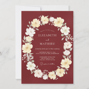 Convites Casamento com Coroa de Merlot Ivory
