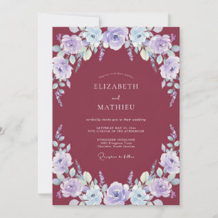 Convites Casamento com Coroa de Merlot Periwinkle